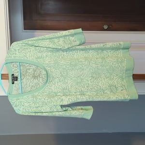 Long sleeve burnout shirt with floral design 1x